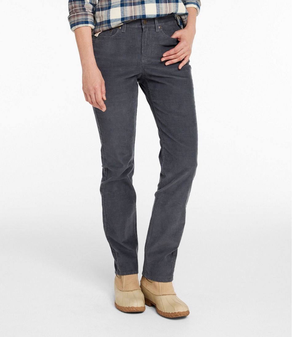 L.L.Bean | Women's BeanFlex Five-Pocket Corduroy Pants, Mid-Rise Straight-Leg