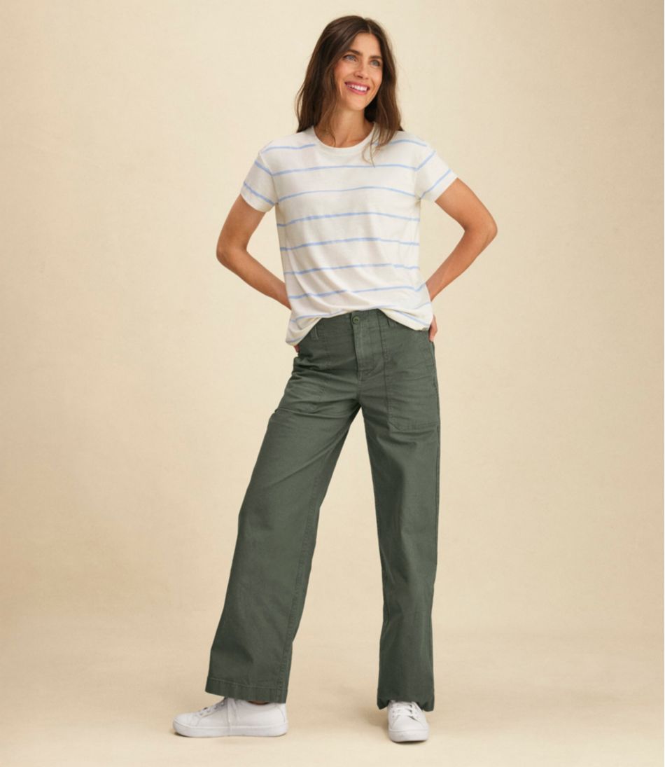 L.L.Bean | Women's 207 Vintage Cotton Canvas Pants, High-Rise Wide-Leg