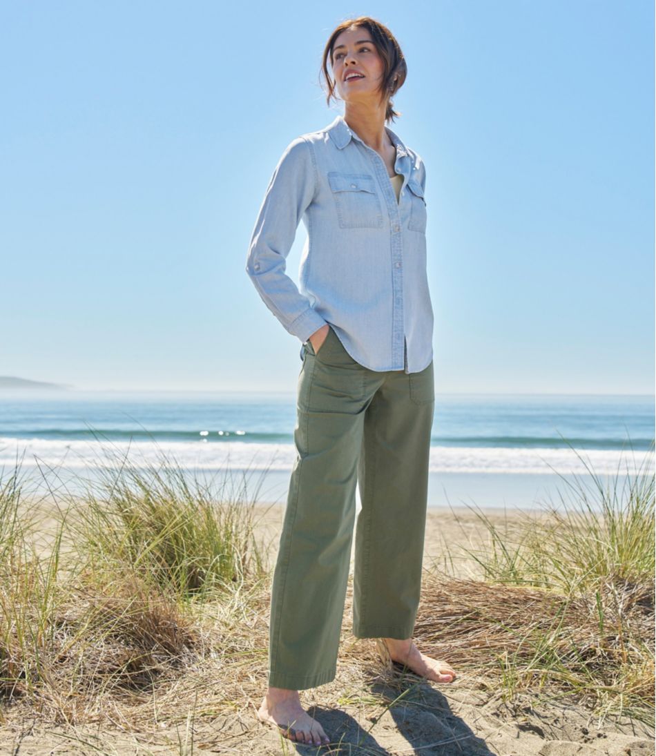 L.L.Bean | Women's 207 Vintage Cotton Canvas Pants, High-Rise Wide-Leg