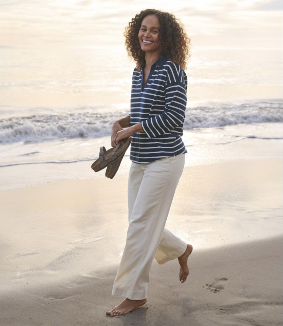 L.L.Bean | Women's Comfort Stretch Pants, Mid-Rise Wide-Leg Chino
