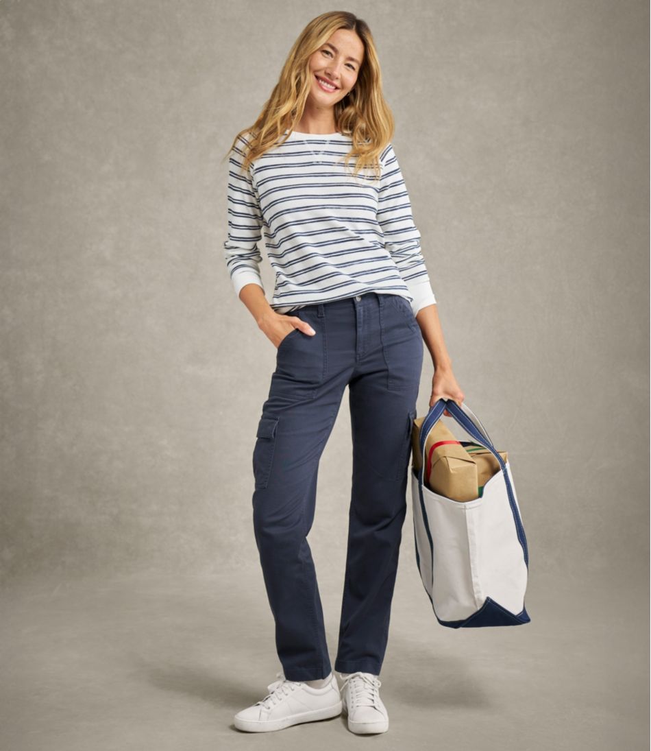 L.L.Bean | Women's Comfort Stretch Pants, Mid-Rise Straight-Leg Cargo