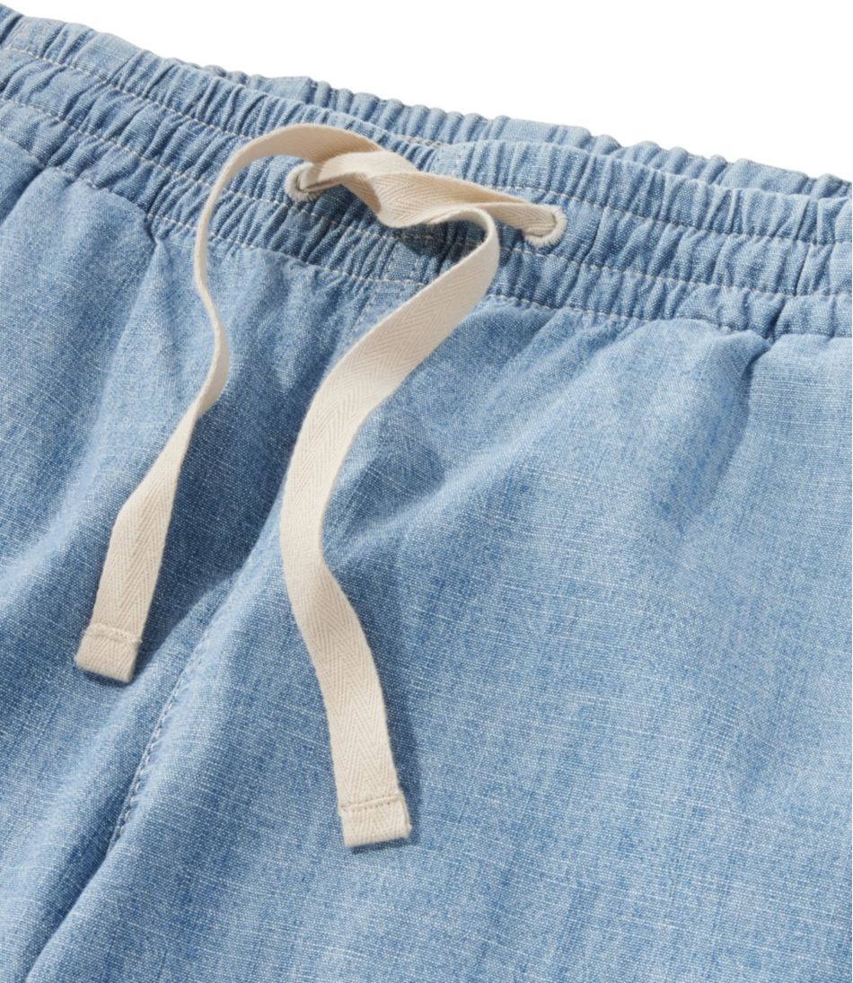 L.L.Bean | Women's Lakewashed Pull-On Chinos, Mid-Rise Wide-Leg Chambray
