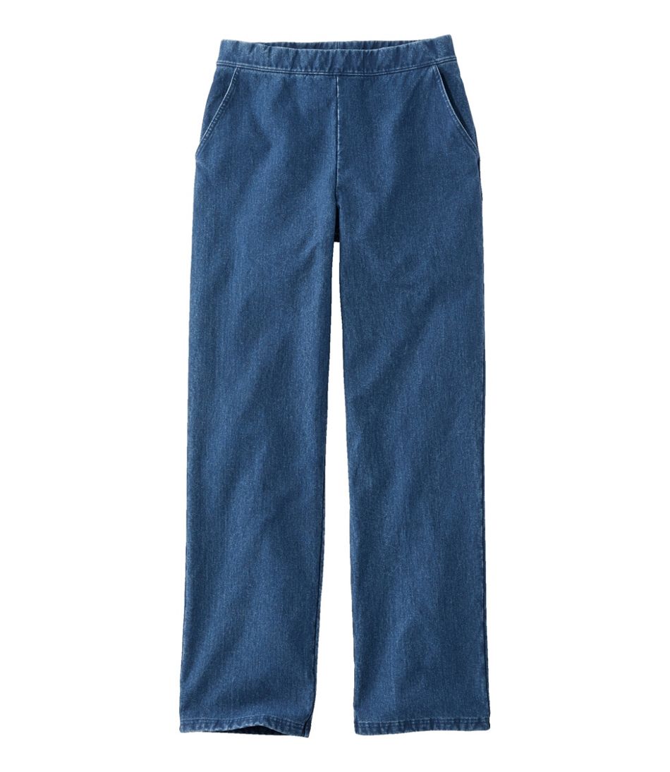 L.L.Bean | Women's Perfect Fit Pants, Denim Straight-Leg Fleece-Backed