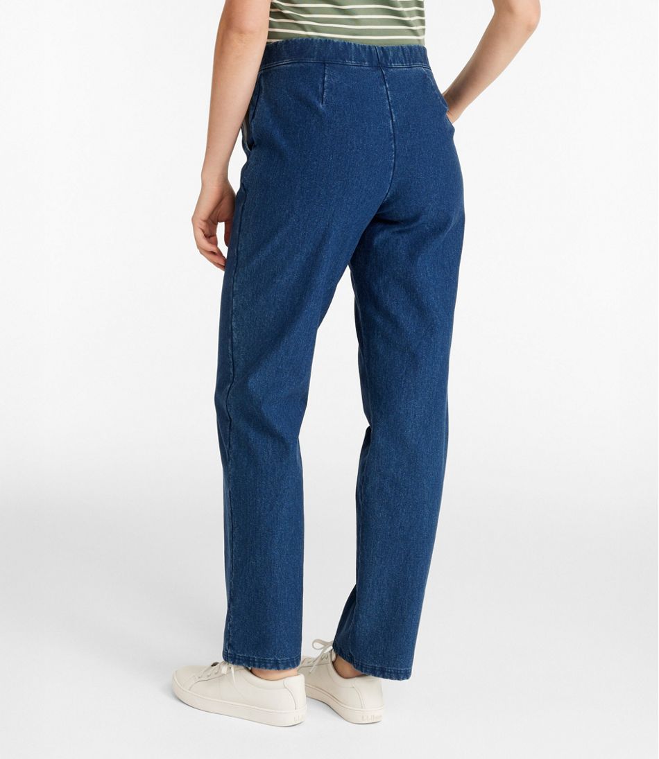 L.L.Bean | Women's Perfect Fit Pants, Denim Straight-Leg Fleece-Backed