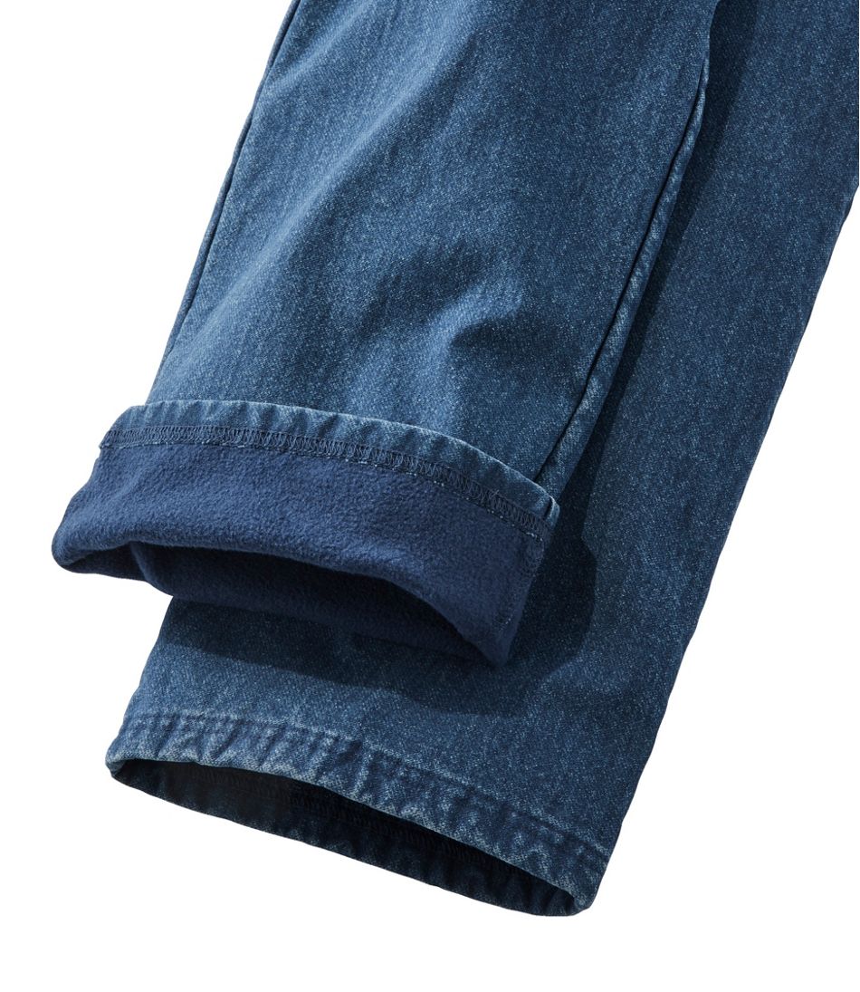 L.L.Bean | Women's Perfect Fit Pants, Denim Straight-Leg Fleece-Backed