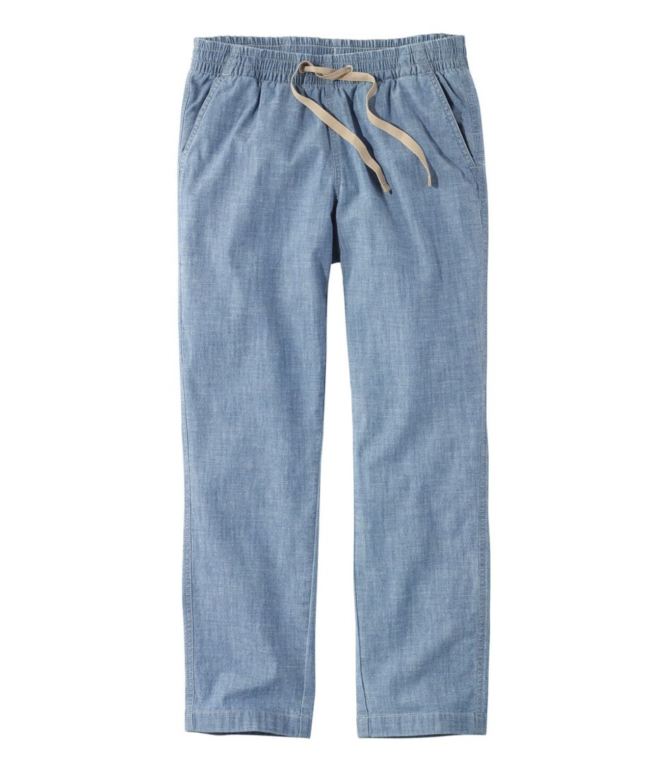 L.L.Bean | Women's Lakewashed Pull-On Chinos, Mid-Rise Chambray Ankle Pants