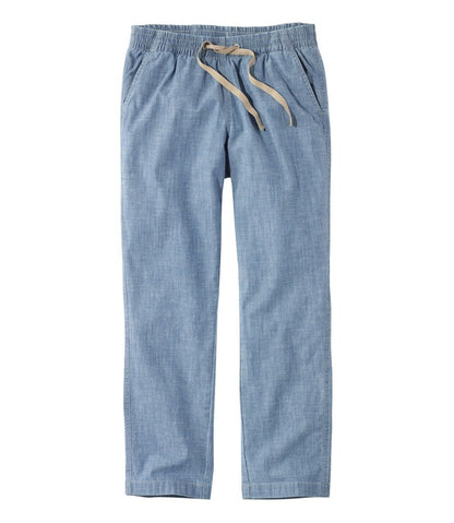 L.L.Bean | Women's Lakewashed Pull-On Chinos, Mid-Rise Chambray Ankle Pants