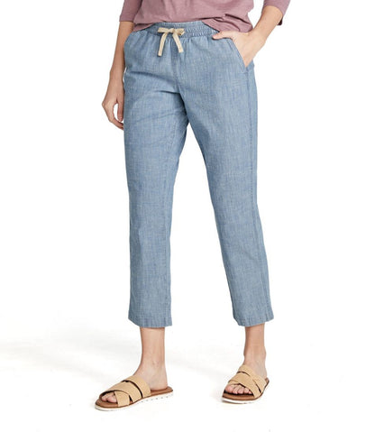 L.L.Bean | Women's Lakewashed Pull-On Chinos, Mid-Rise Chambray Ankle Pants