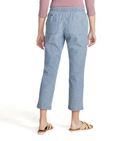 L.L.Bean | Women's Lakewashed Pull-On Chinos, Mid-Rise Chambray Ankle Pants