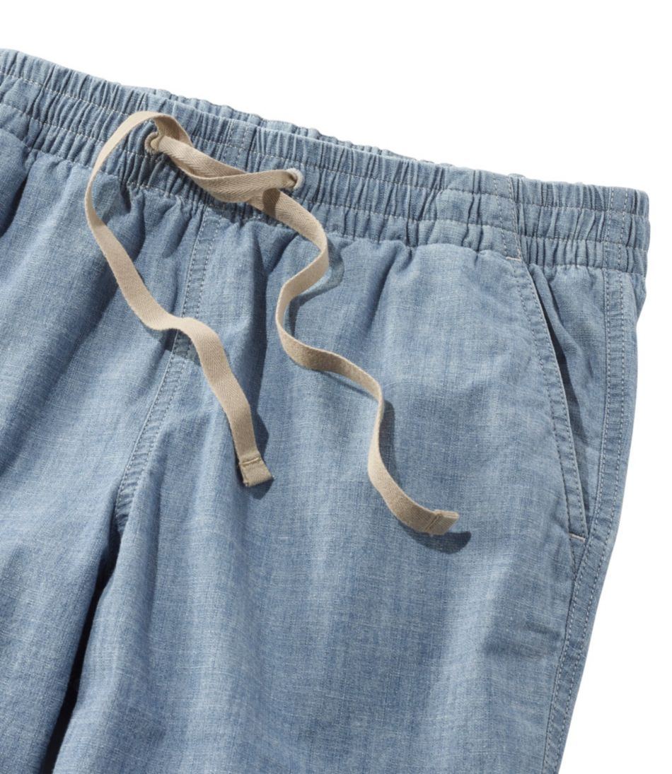 L.L.Bean | Women's Lakewashed Pull-On Chinos, Mid-Rise Chambray Ankle Pants
