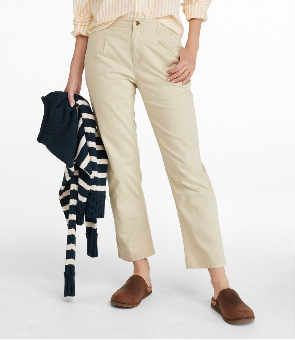 L.L.Bean | Women's Signature Easy-Cotton Pleated Chinos, Ankle