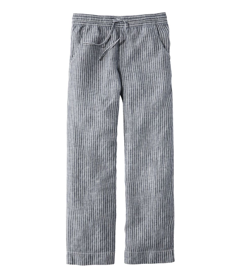 L.L.Bean | Women's Premium Washable Linen Pull-On Pants, Stripe