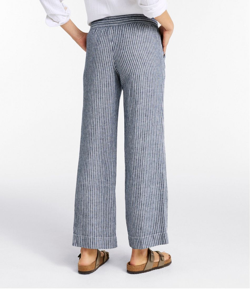 L.L.Bean | Women's Premium Washable Linen Pull-On Pants, Stripe