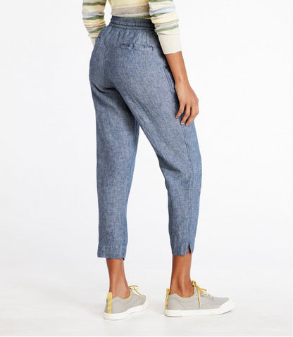 L.L.Bean | Women's Premium Linen Pull-On Ankle Pants, Mid-Rise Tapered-Leg