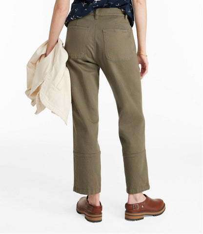 L.L.Bean | Women's Signature Washed Cotton Barrel Pants, High-Rise Tapered Leg