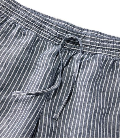 L.L.Bean | Women's Premium Linen Pull-On Ankle Pants, Mid-Rise Tapered-Leg Stripe