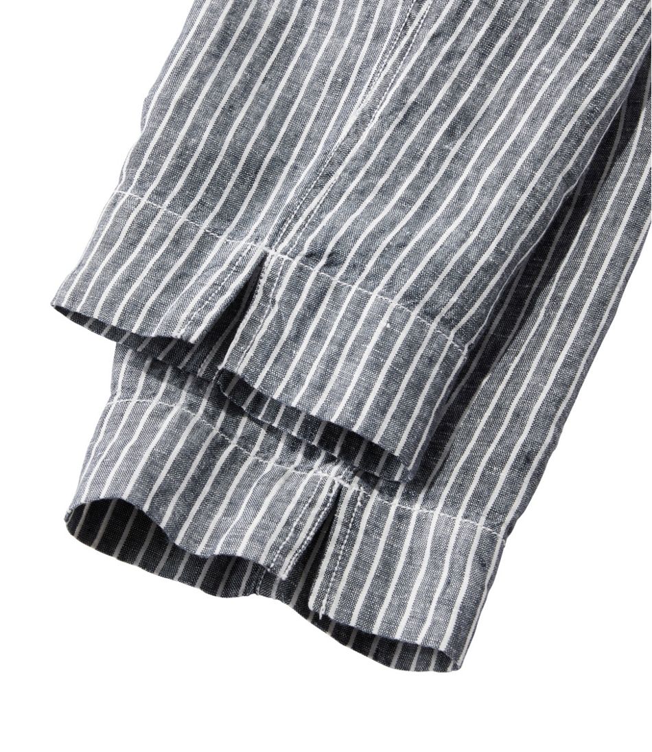L.L.Bean | Women's Premium Linen Pull-On Ankle Pants, Mid-Rise Tapered-Leg Stripe