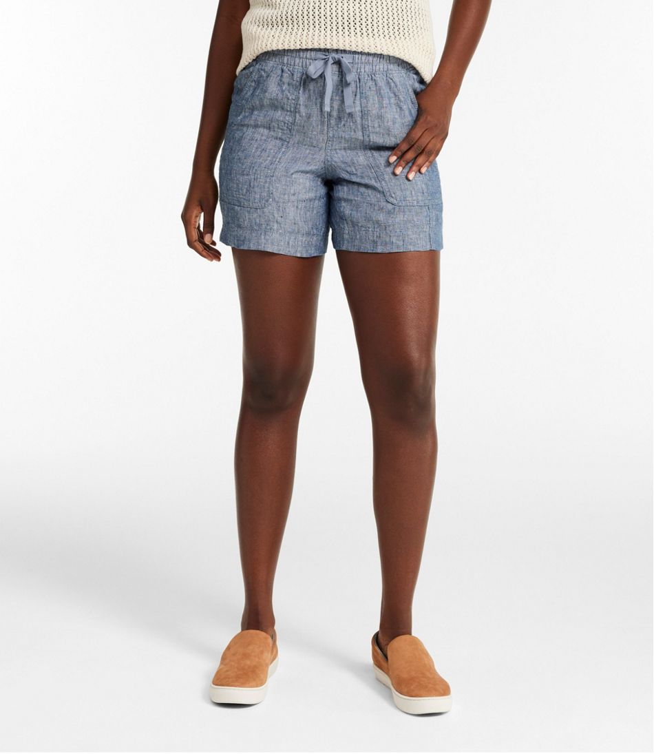 L.L.Bean | Women's Premium Washable Linen Shorts, Mid-Rise 6"