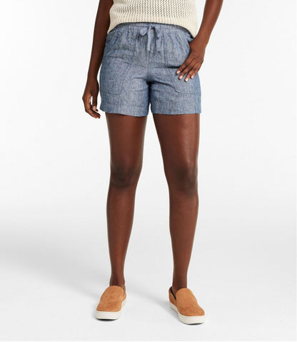 L.L.Bean | Women's Premium Washable Linen Shorts, Mid-Rise 6"