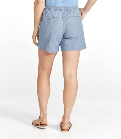 L.L.Bean | Women's Lakewashed Dock Shorts, Mid-Rise Chambray