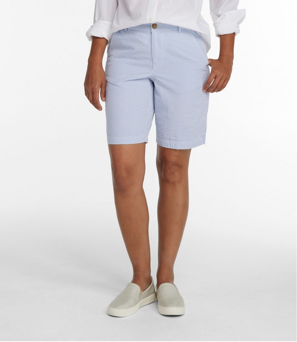 L.L.Bean | Women's Comfort Stretch Shorts, Seersucker Bermudas 9"