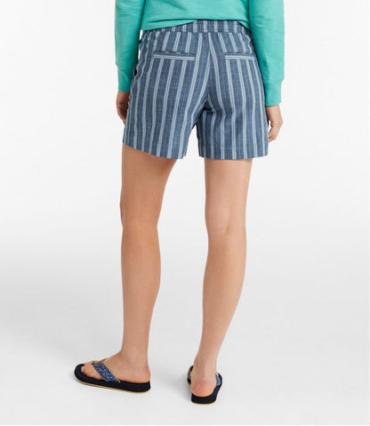 L.L.Bean | Women's Lakewashed Dock Shorts, Mid-Rise Stripe