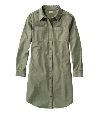 L.L.Bean | Women's L.L. Bean Heritage Washed Denim Shirt Dress, Garment-Dye