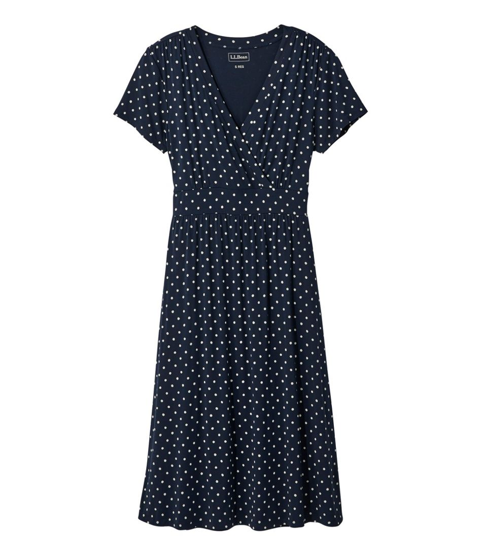 L.L.Bean | Women's Summer Knit Dress, Short-Sleeve Print