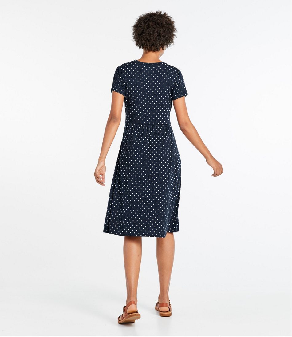 L.L.Bean | Women's Summer Knit Dress, Short-Sleeve Print