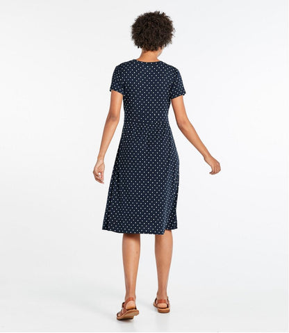 L.L.Bean | Women's Summer Knit Dress, Short-Sleeve Print