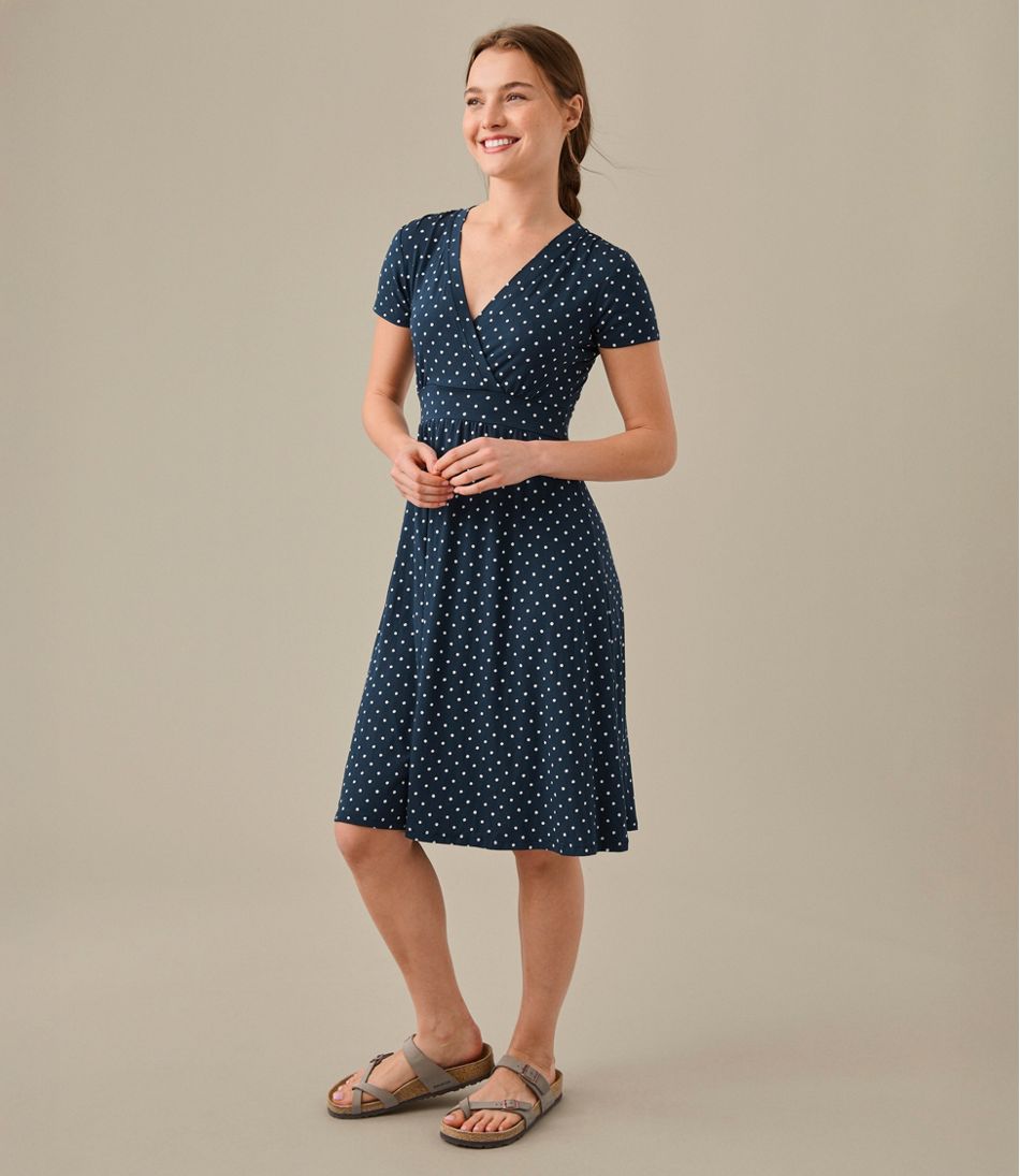 L.L.Bean | Women's Summer Knit Dress, Short-Sleeve Print