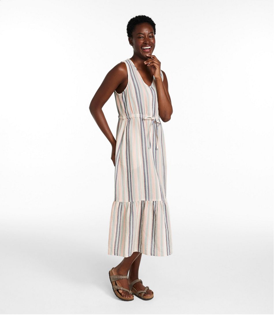 L.L.Bean | Women's Cloud Gauze Midi Dress, Stripe
