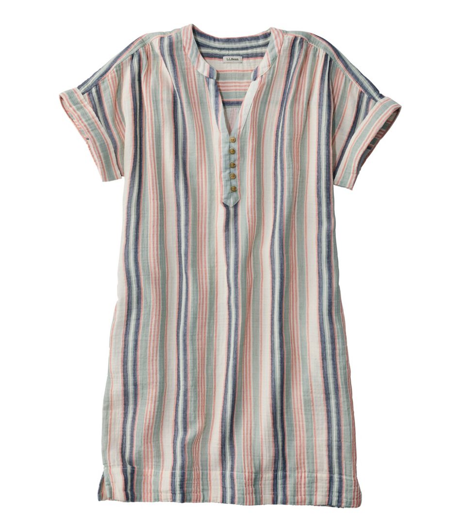 L.L.Bean | Women's Cloud Gauze Short-Sleeve Shift Dress, Stripe