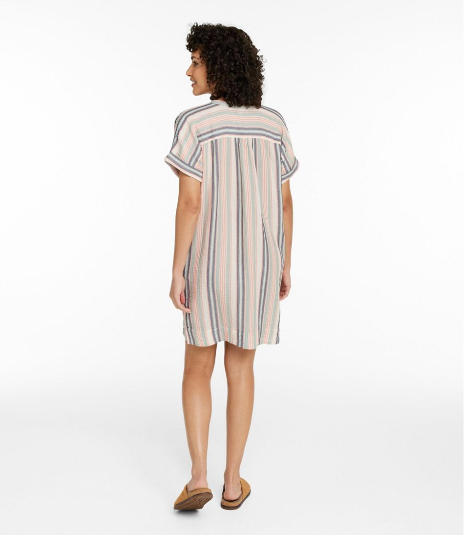 L.L.Bean | Women's Cloud Gauze Short-Sleeve Shift Dress, Stripe