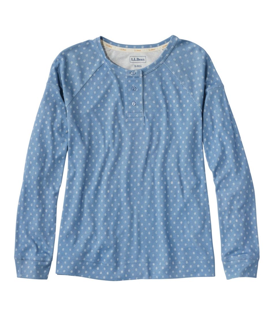 L.L.Bean | Women's Restorative Sleepwear, Long-Sleeve Henley Print