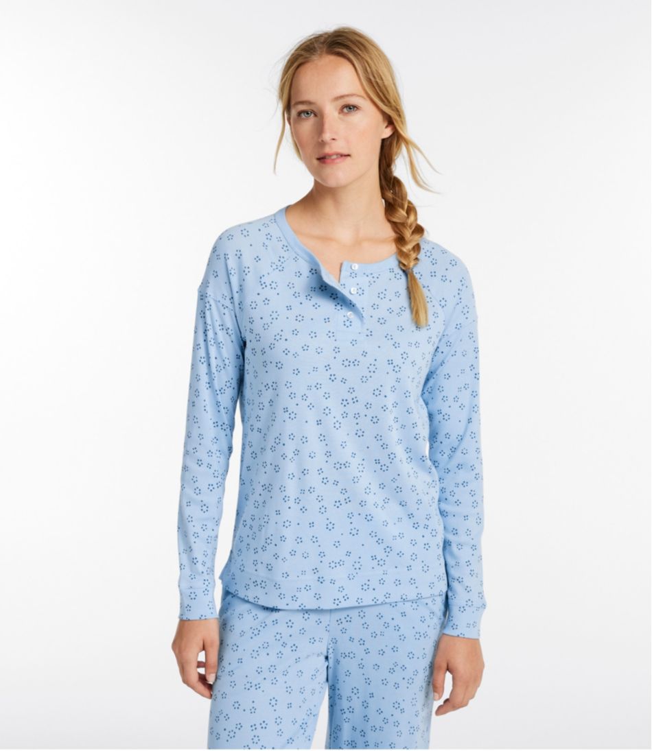 L.L.Bean | Women's Restorative Sleepwear, Long-Sleeve Henley Print