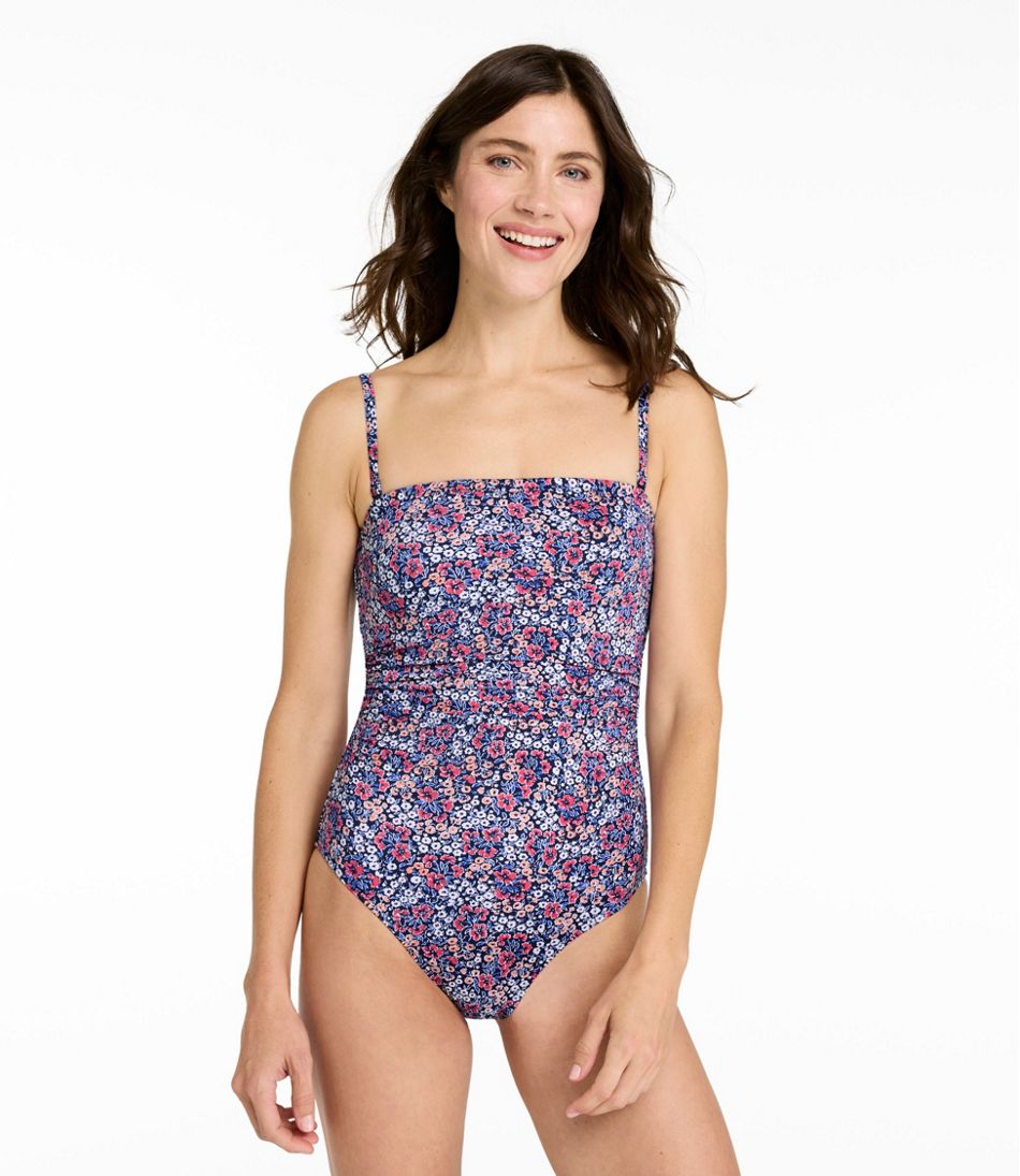 L.L.Bean | Women's Coastal Essentials Swimwear, Bandeau Tanksuit Print