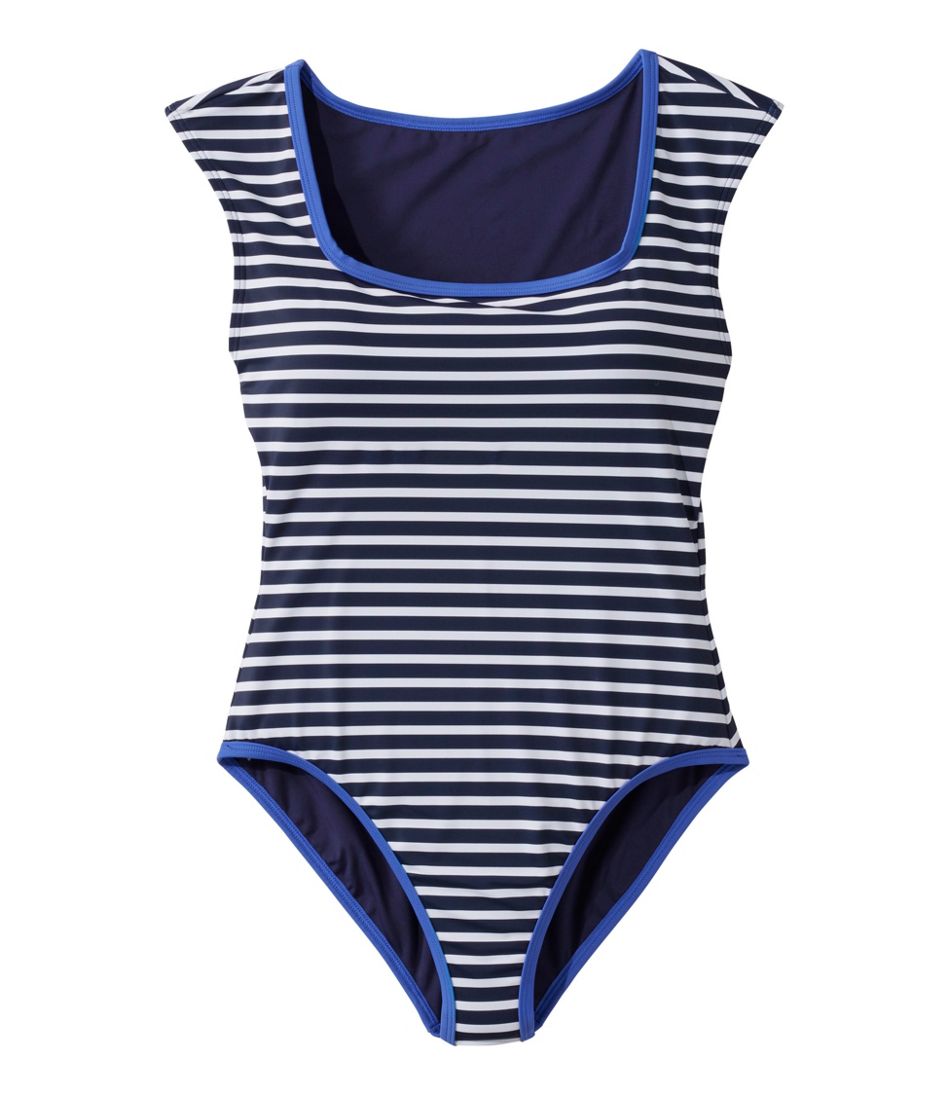 L.L.Bean | Women's Coastal Essentials Swimwear, Squareneck Tanksuit Print