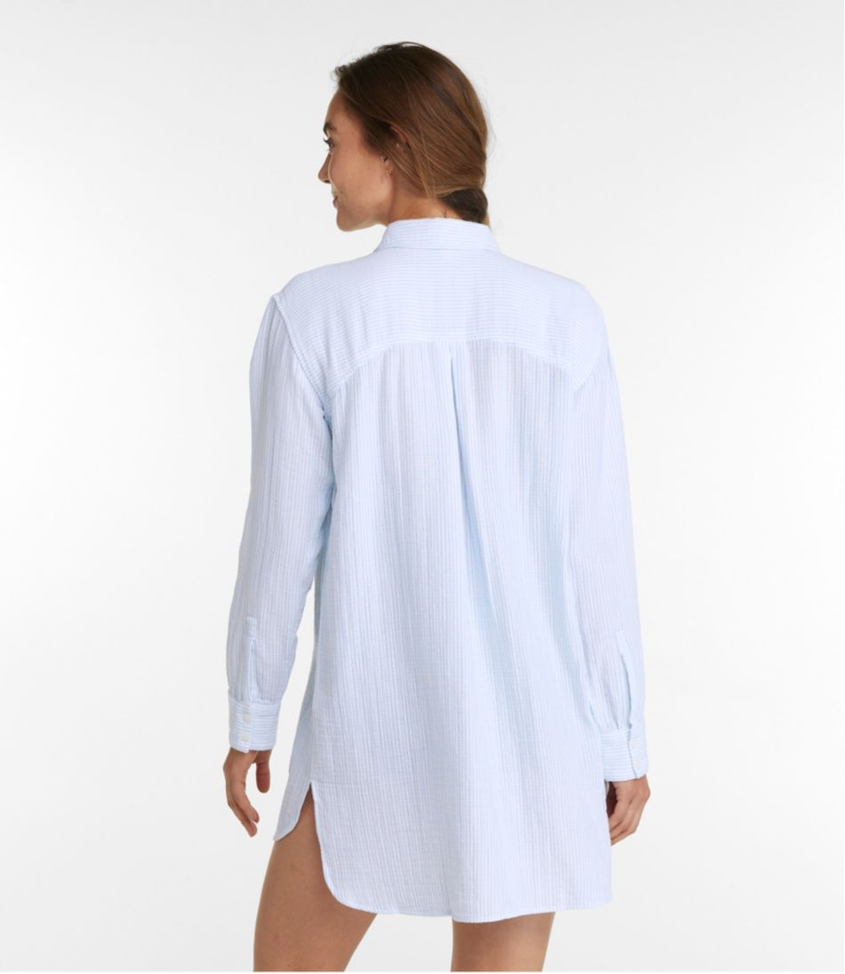L.L.Bean | Women's Cloud Gauze Cover-Up Shirt, Stripe