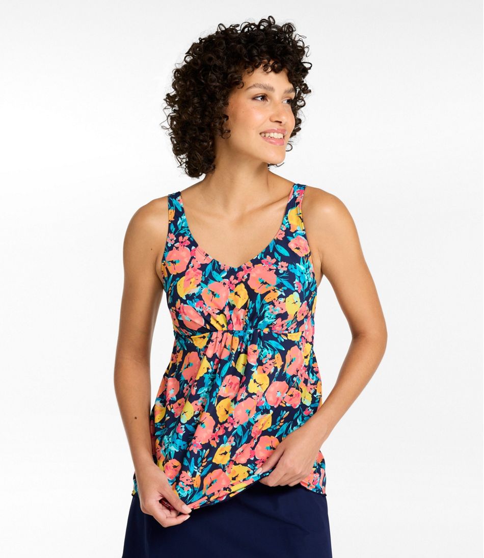 L.L.Bean | Women's Shaping Swimwear, Soft-Drape Tankini Top Print
