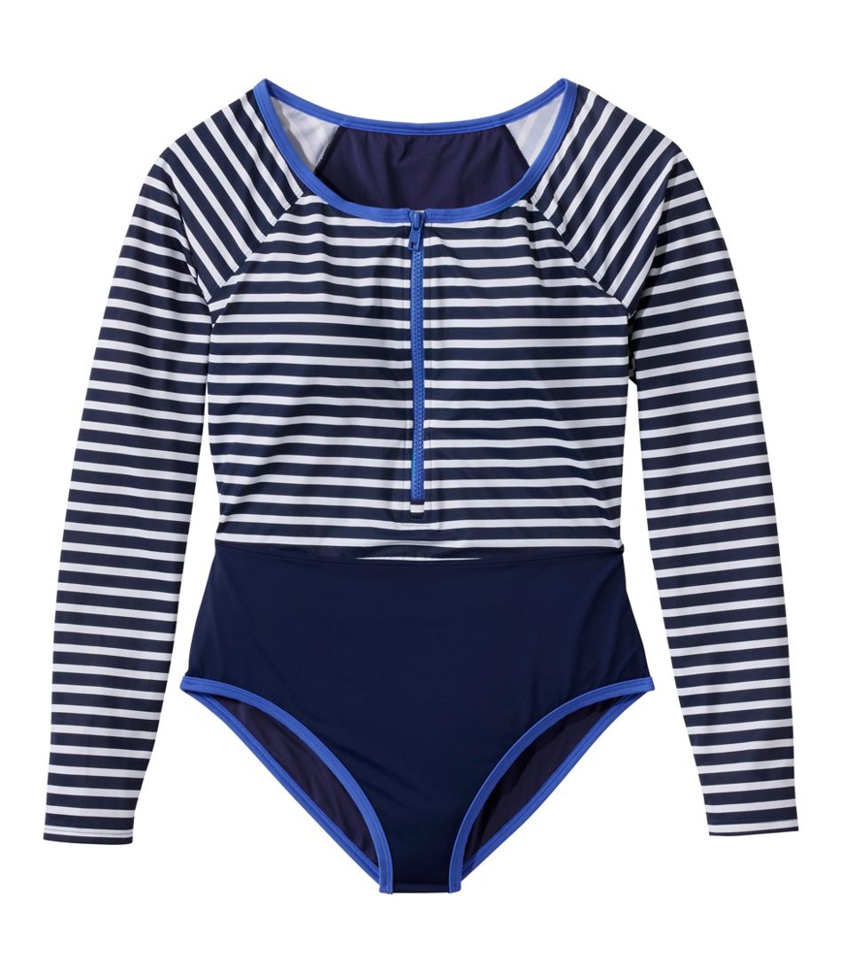 L.L.Bean | Women's Coastal Essentials Swimwear, Long-Sleeve Tanksuit Print