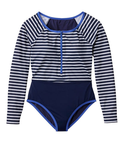 L.L.Bean | Women's Coastal Essentials Swimwear, Long-Sleeve Tanksuit Print
