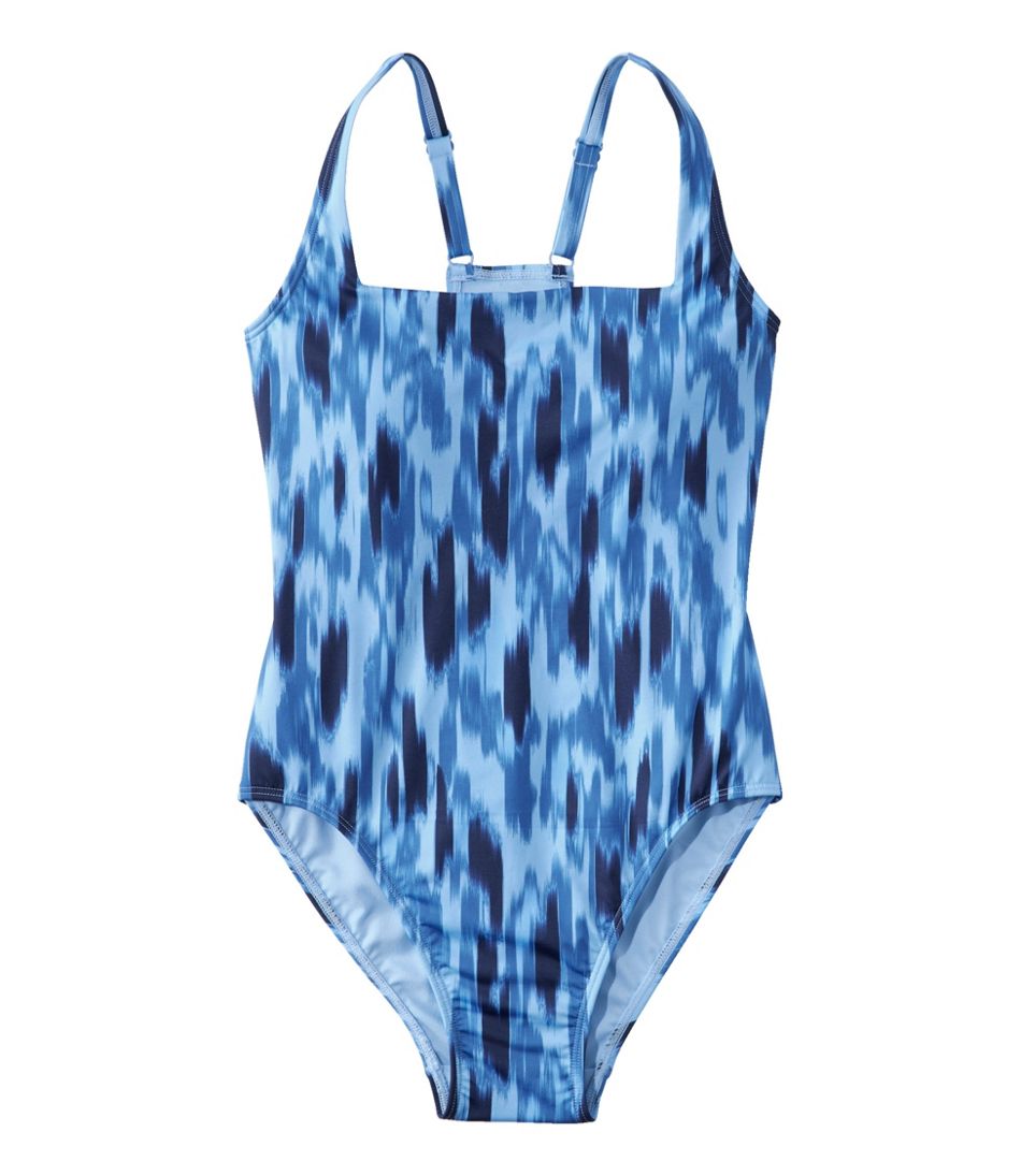 L.L.Bean | Women's New Currents Swimwear, Squareneck Tanksuit Print