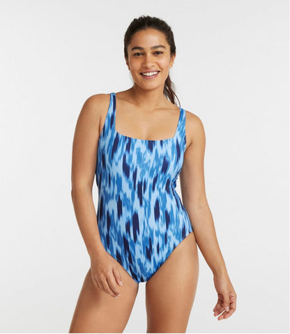 L.L.Bean | Women's New Currents Swimwear, Squareneck Tanksuit Print