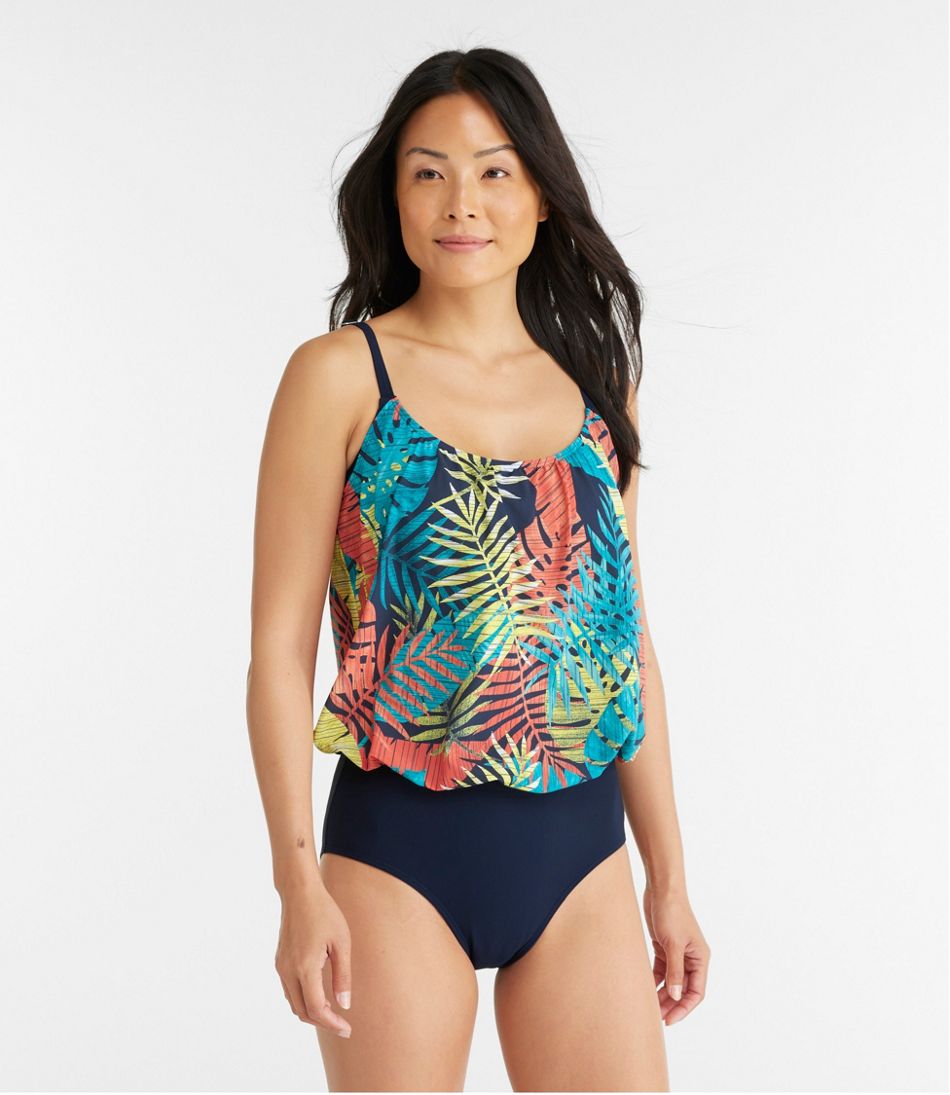 L.L.Bean | Women's Shaping Swimwear, Blouson Tanksuit Print