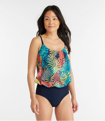 L.L.Bean | Women's Shaping Swimwear, Blouson Tanksuit Print