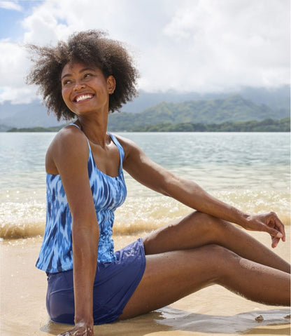 L.L.Bean | Women's New Currents Swimwear, Squareneck Tankini Top Print