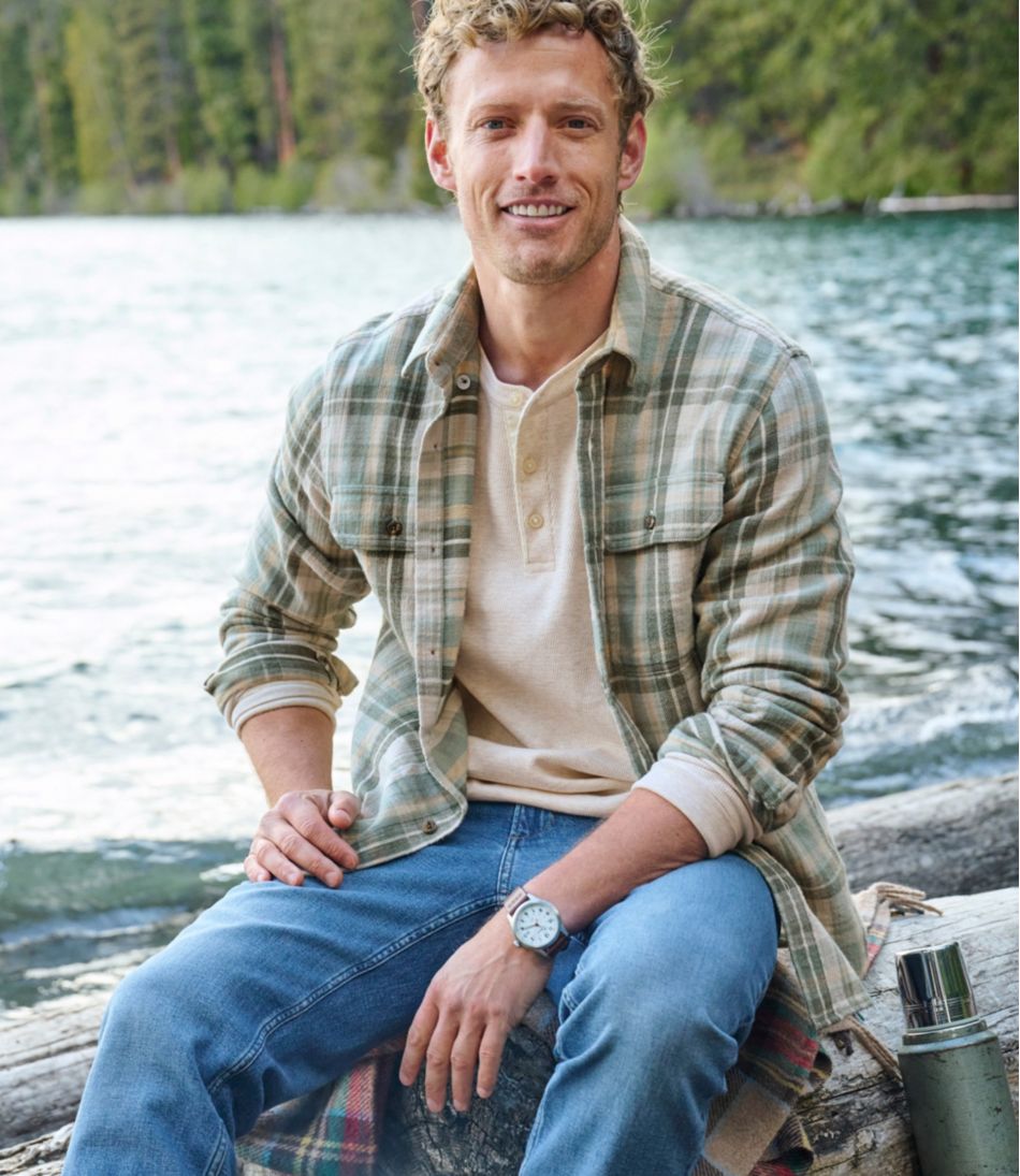L.L.Bean | Men's 1912 Field Flannel Shirt, Slightly Fitted Untucked Fit, Plaid