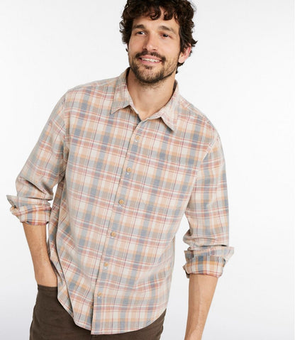 L.L.Bean | Men's Sunwashed Corduroy Shirt, Slightly Fitted Untucked Fit, Plaid