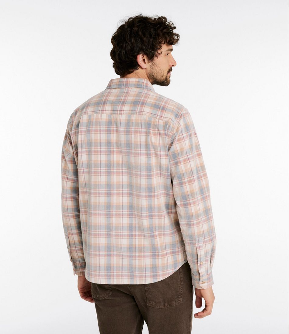 L.L.Bean | Men's Sunwashed Corduroy Shirt, Slightly Fitted Untucked Fit, Plaid